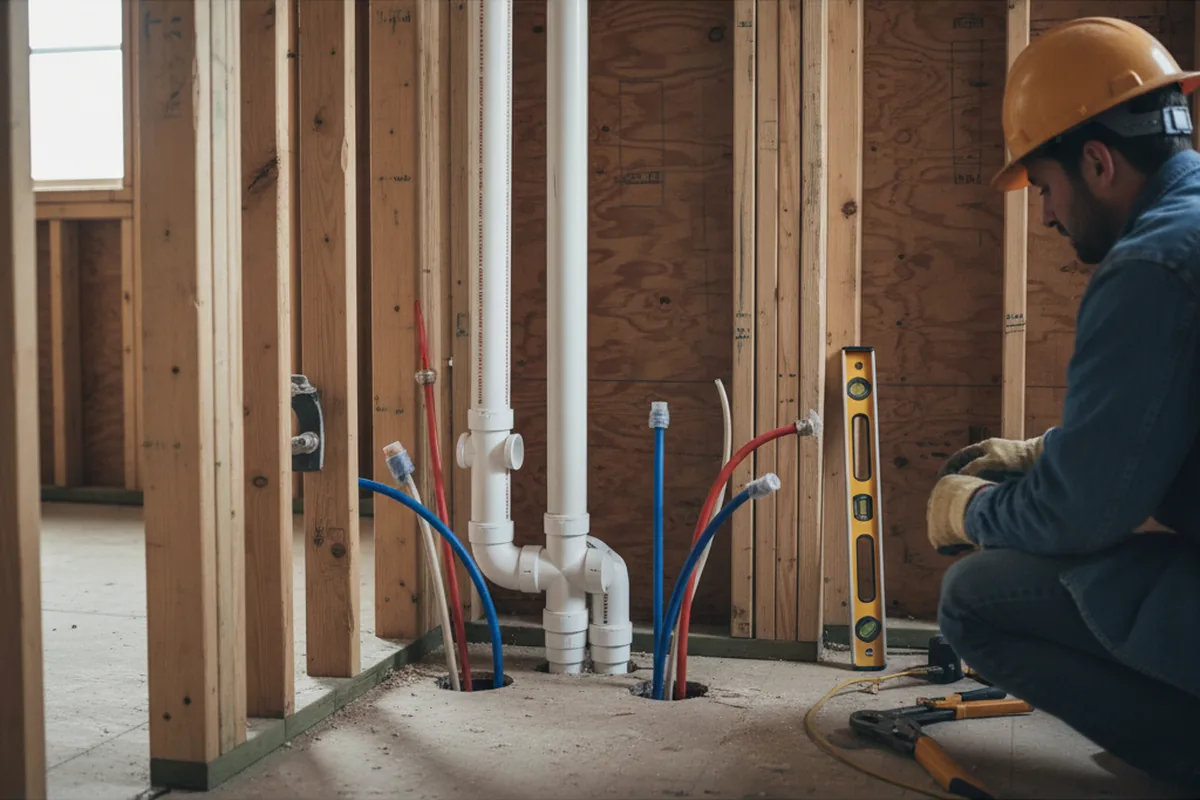 Drain and supply rough-in during Drain Cleaning in Sidney