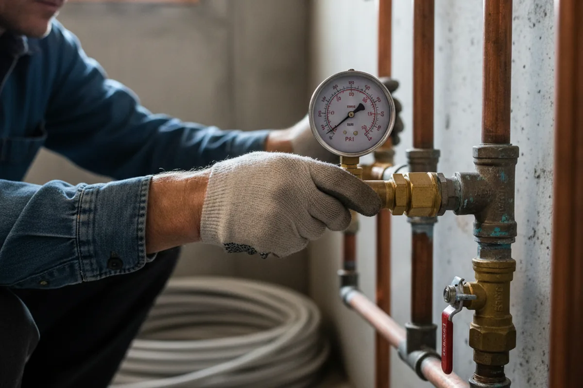 Pressure testing a repaired line during Water Line Repair in Sidney